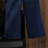 Girls' Fashionable Blue Set: Spring/Summer Children's Elegant V-Neck Top and Wide-Leg Pants Two-Piece Set