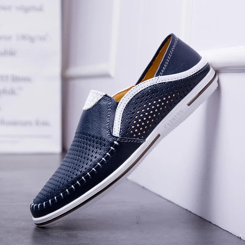 Casual Zapatos Para Hombres Genuine Leather Male White Tênis Handcrafted Mens Loafers Breathable Shoes Sapato Social Masculino