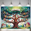 Sfondo Colorato per Festa Scolastica, Albero di Libri e Tessuto di Sfondo per Festa di Bambini che Leggono