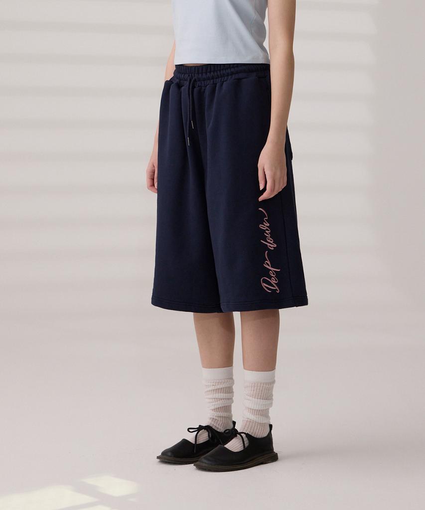 DANGLEDROP Dgdp Side Lettering Sweatshirt Bermuda Pants Navy