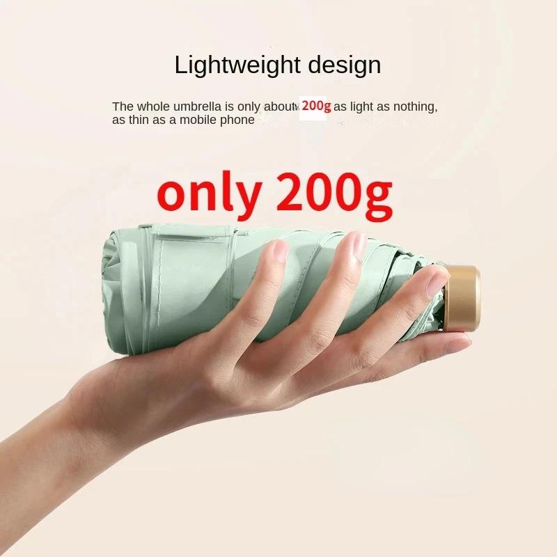 Mini Sun Umbrella Small Pocket Rain Umbrella Vinyl Folding UV Ultraviolet Protection Sun Shade Pocket Parasol Capsule