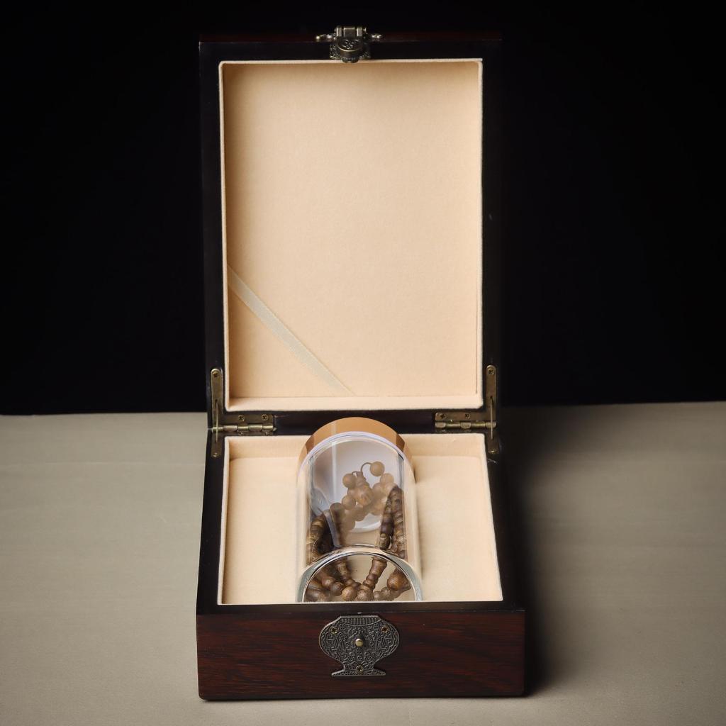Hochwertiges Natürliches Agarholz 108 Perlen Buddhistisches Armband - Qinan Mehrfachumdrehung Geschäftsgeschenk in Luxuriöser Geschenkbox