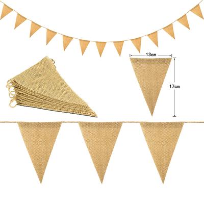13 Flags Vintage Jute Hessian Burlap Bunting Banner Wedding Party Photography Props Celebration Party Decoration Banner