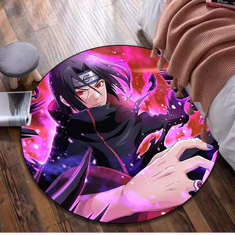 1Pc Uchiha Itachi Circular Print Rug - home decoration Carpet For Living Room Bedroom Flooring Computer Chair Area Rug