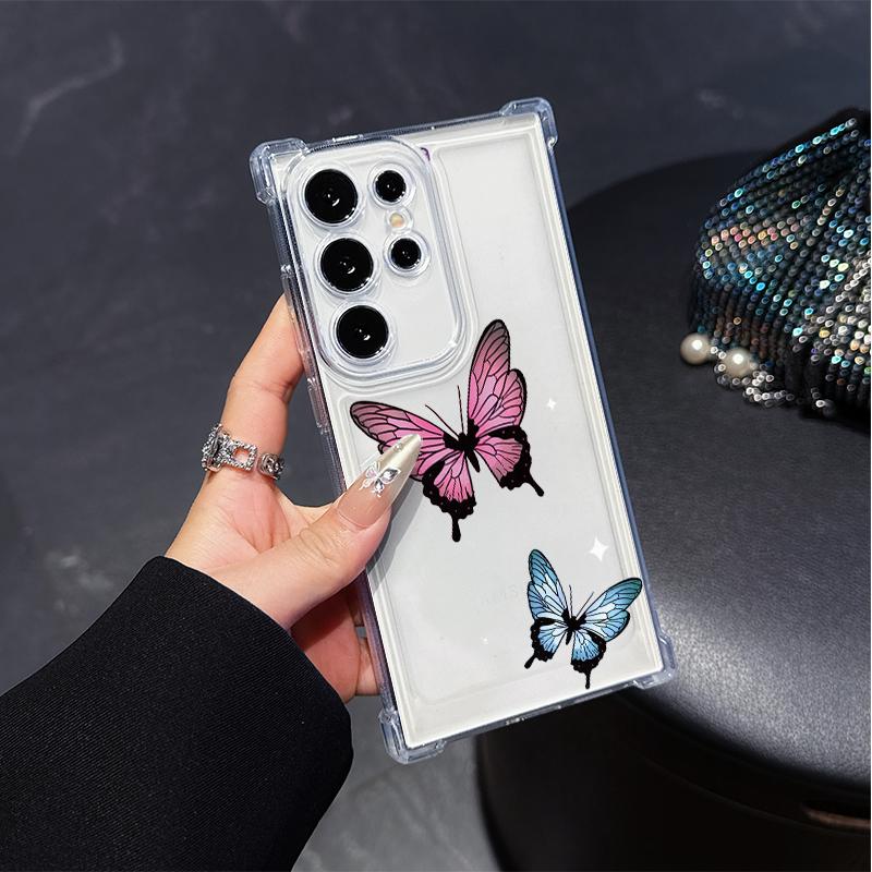 Gradient Butterfly Phone Case for Samsung A20s A21s A23 A24 25 26 31 32 32 33 34 35 50 51 52 53 54 73 Transparent Soft Covers