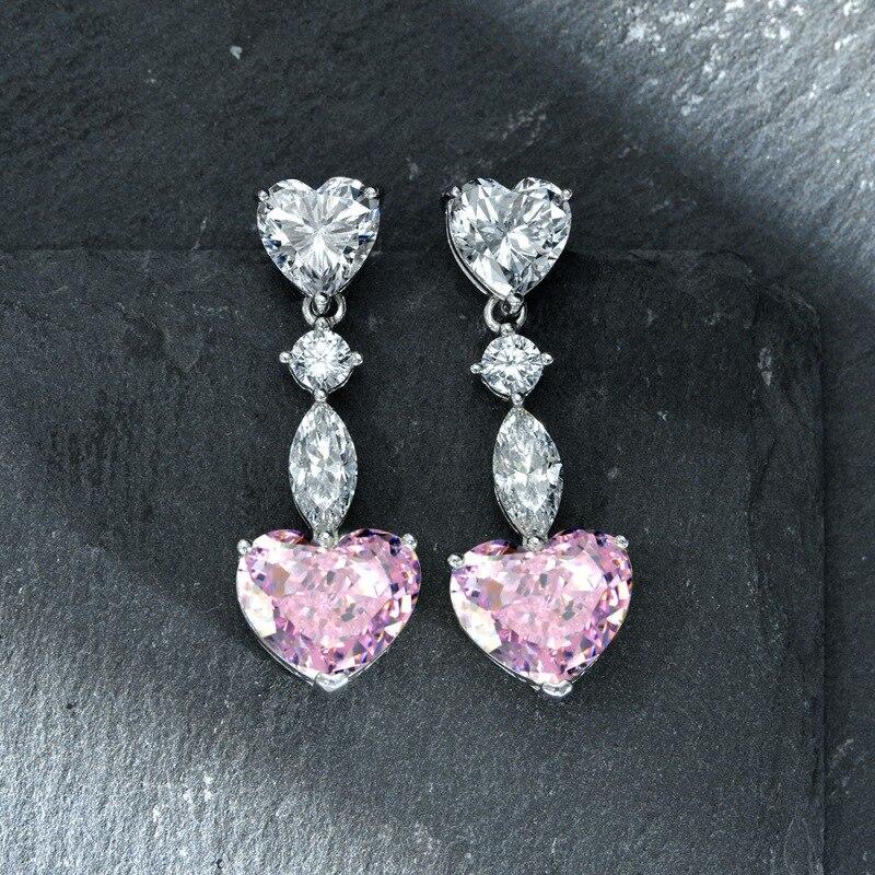 Luxury S925 Sterling Silver Drop Earrings For Women Sparkling 10*12mm Diamond Earring Female Jewelry Ladies Diamond Earring Gift