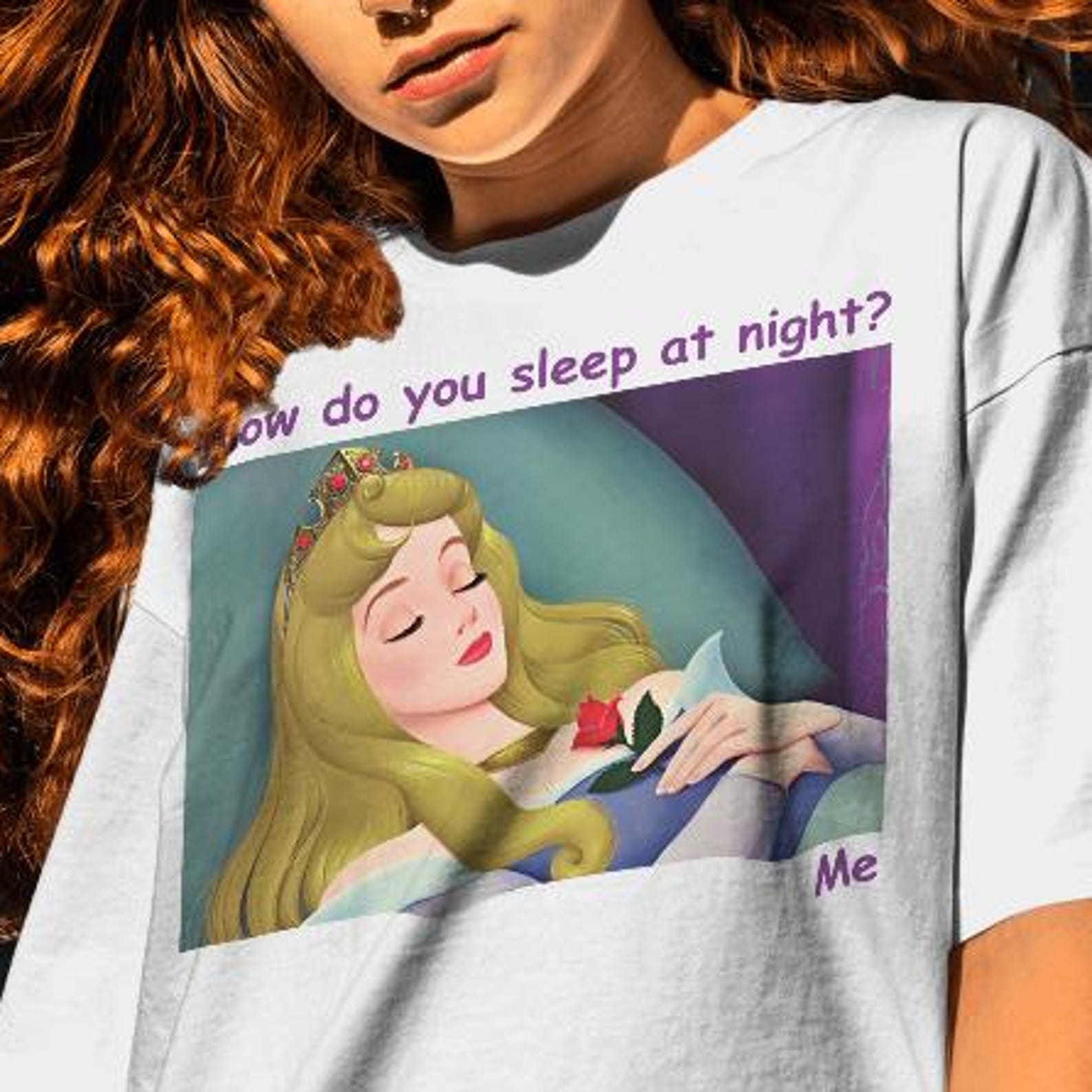 Funny Sleeping Beauty T-Shirt, Aurora Disney Meme Shirt 2XL