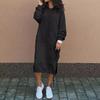 Women's Casual Long Sleeve Hooded Pocket Loose Sweatshirt Dress