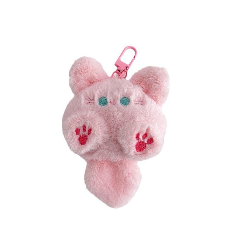 Cute Fluffy White Cat Ball Keychain Pendant - Cartoon Bag Charm with Small Doll Clothes