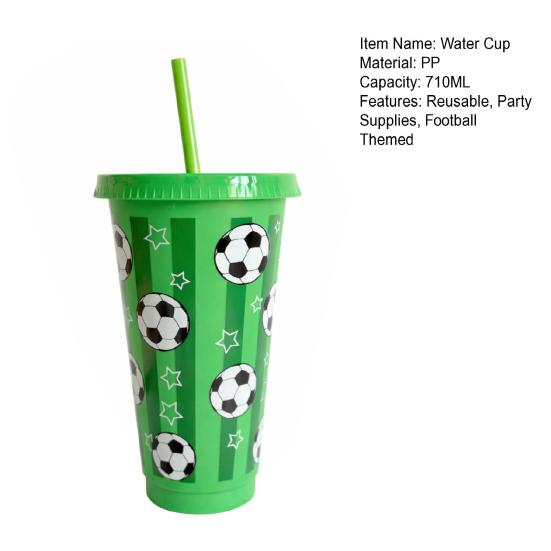 1/6/12Pcs 710ML Plastic Football Cup 24oz Football Themed Tumbler Reusable Drinking Bottle Game Day Sports Football Party Essentials Fan Gift