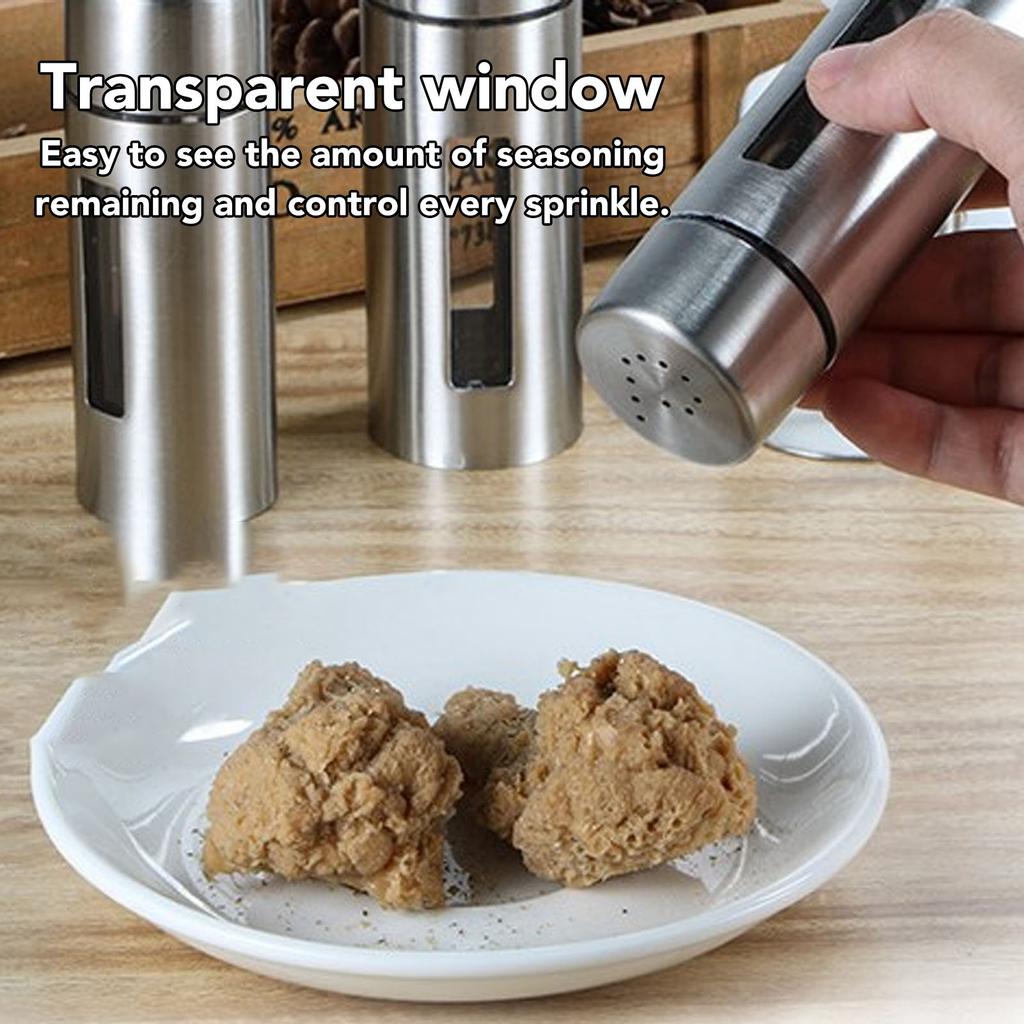 Stainless Steel Spice Shaker with Viewing Window Pepper Salt Shaker Container for Home Restaurant BBQ Seasoning Storage Use