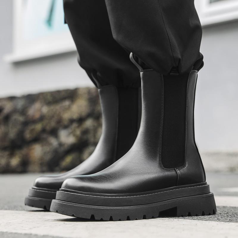 

Новые мужские бархатные ботинки Martin на осень и зиму, повседневные модные трендовые ботинки Chelsea с защитой для ног 56733-J 38 чёрный