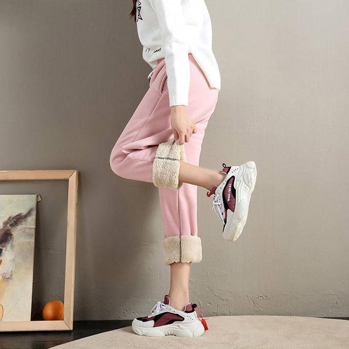 Штаны из овечьего флиса Осень-зима Плюс Флис Плотные спортивные штаны Женские шаровары — фото 11