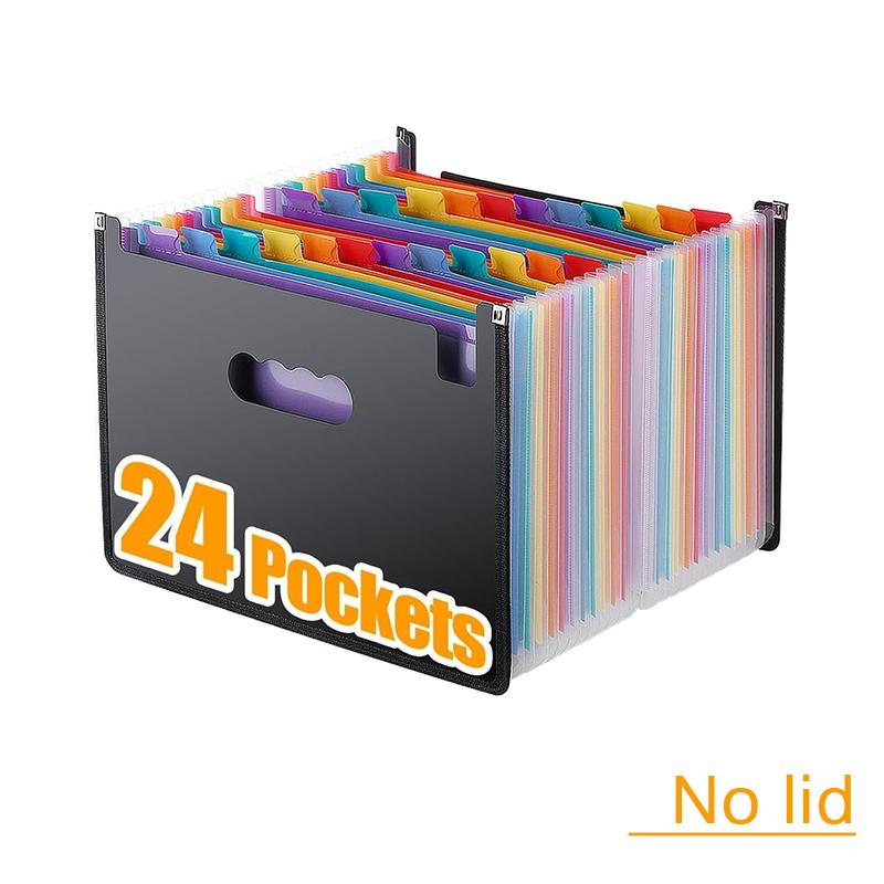 12/24Pockets Expanding File Folder A4 Size Filing Folder Organizer Large Capacity Portable Accordian File Box For Classroom Offi