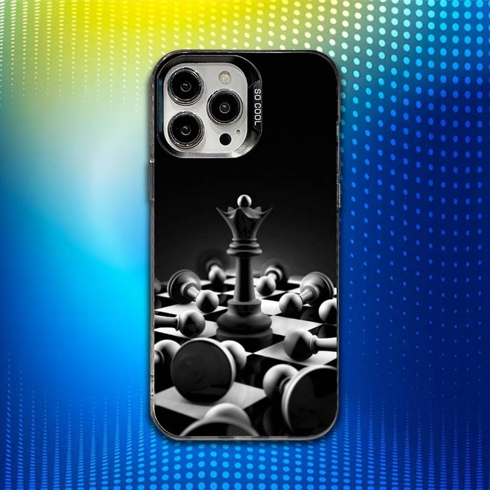 Chess B-Board Phone Case For iPhone 16,15,14,13,12,11,Mini,Pro,SE,MAX White Matte Shockproof Cover