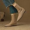 New Women's Elastic Fashion Boots Sleeve Solid Color Medium Heel Pointed Wedge Heel Large Size Women's Boots Comfortable Autumn and Winter Boots