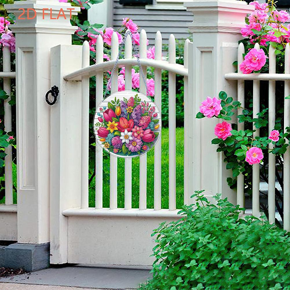 Flower Bird 2D Flat DIY Rhinestone Diamond Art Window Pendants Special Shape Diamond Art Pendant Wall Decor for Home & Windows