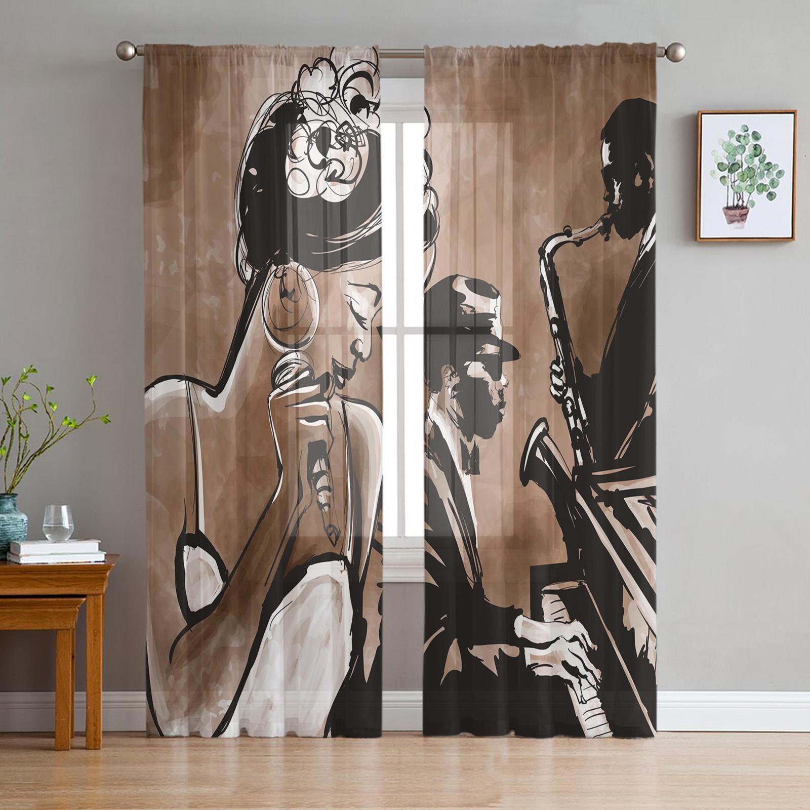 

Африканские женские этнические Жираф Зебра шифоновые прозрачные шторы для гостиной спальни украшения окна вуали утренний тюль занавески 1 PCS W100XH250cm&Grommet Top