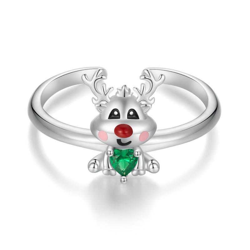 WOSTU 925 Sterling Silver Merry Xmas Gift Christmas Reindeer Stud Earrings Green Tree Drop Earring Luminous Santa Claus Studs