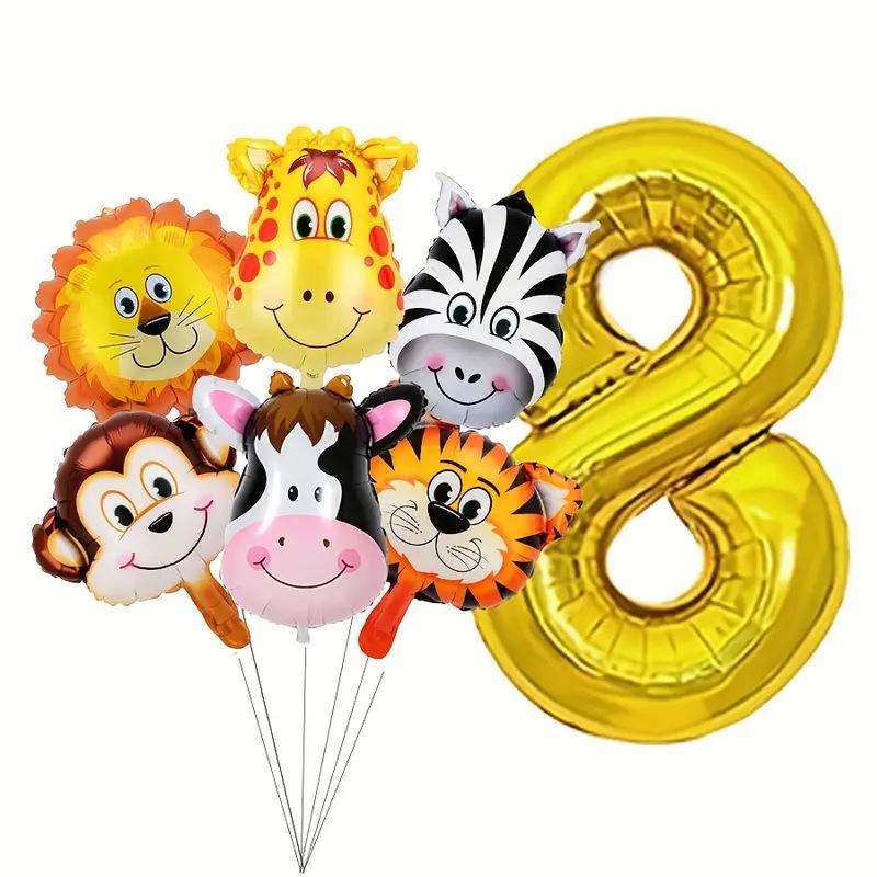 32" Jungle Animals Balloon Set: Tiger, Lion & Zebra Foil Balloons for Kids' Birthday Parties