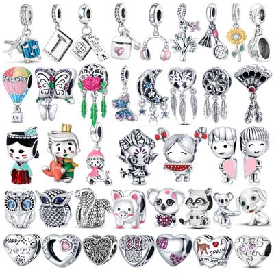 100% argint 925 Sterling Avion de călătorie pandantiv pașaport bufniță pisică dragoste inimă brelocuri potrivite brățări DIY bijuterii