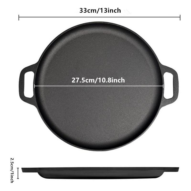 

28/30 см предварительно приправленная чугунная сковорода для пиццы с двумя ручками круглая решетка для блинов и пиццы барбекю походная сковорода