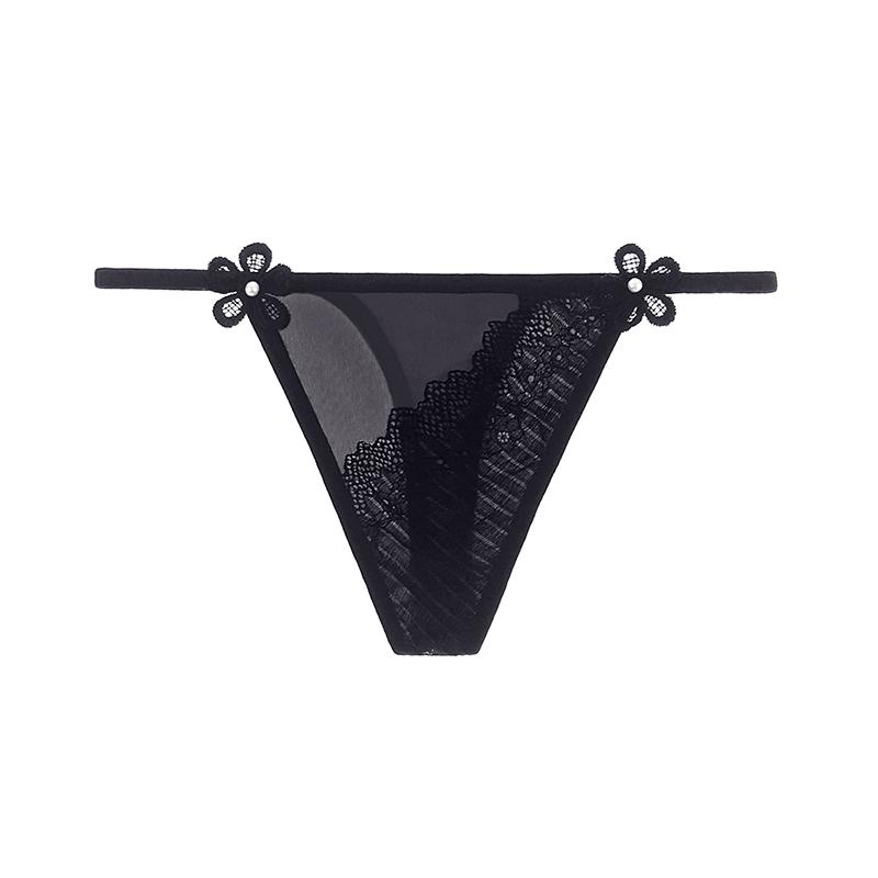 Erotic Panties Sexy Women G-String Contrast Lace Satin Thongs Seamless Thin Belt Female Lingerie Underwear Low Waist Comfortable Bikini Briefs