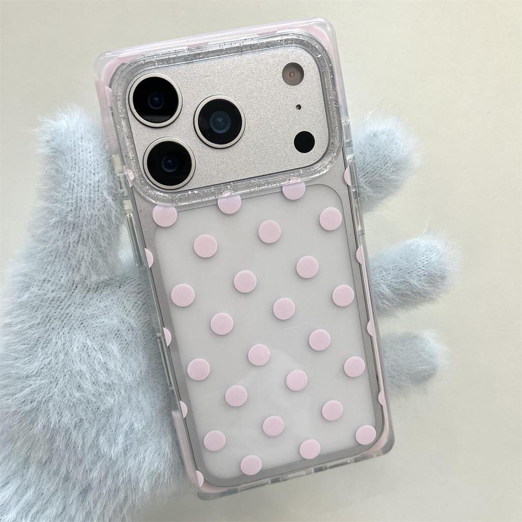 Transparent Polka Dot iPhone 15 Case with Drop Protection for Apple 17/16 ProMax