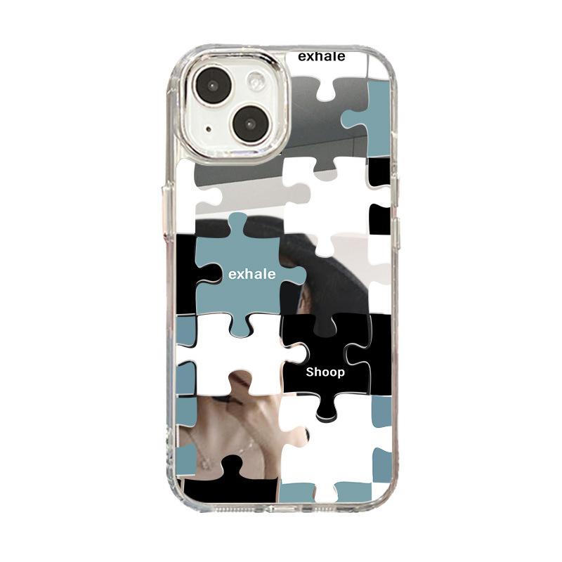 ins wind mirror puzzle for iPhone17promax mobile phone case 16 niche 14/15 Apple 13 makeup mirror