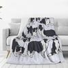 Border Collie Dog Cute Pattern Blanket Soft Warm Flannel Throw Blanket Cover for Bed Living Room Picnic Travel Home Couch