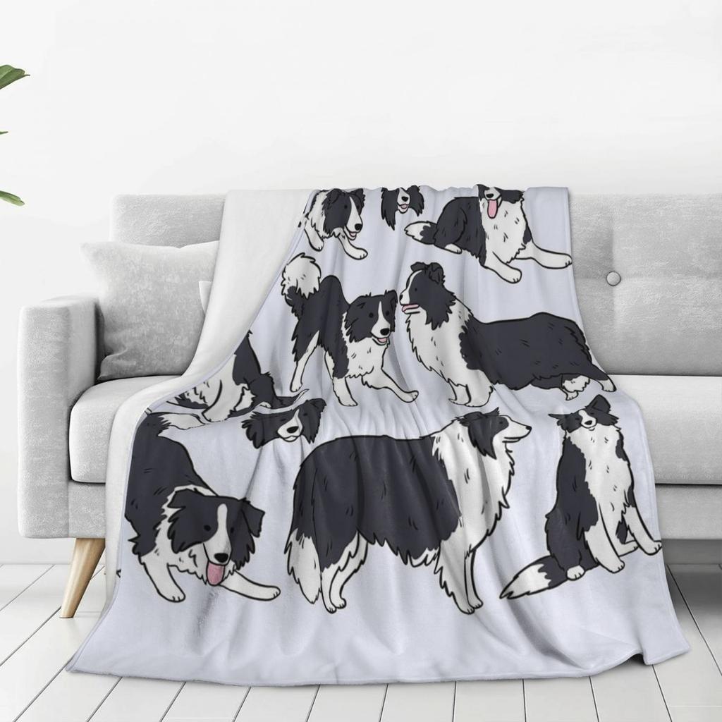 Border Collie Dog Cute Pattern Blanket Soft Warm Flannel Throw Blanket Cover for Bed Living Room Picnic Travel Home Couch