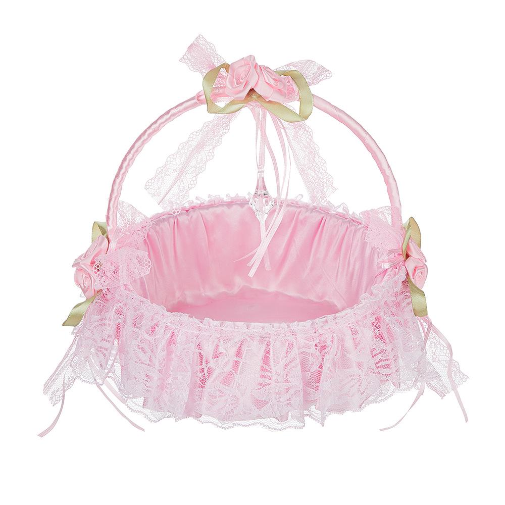 European Style Milky White Flower Girl Basket for Weddings