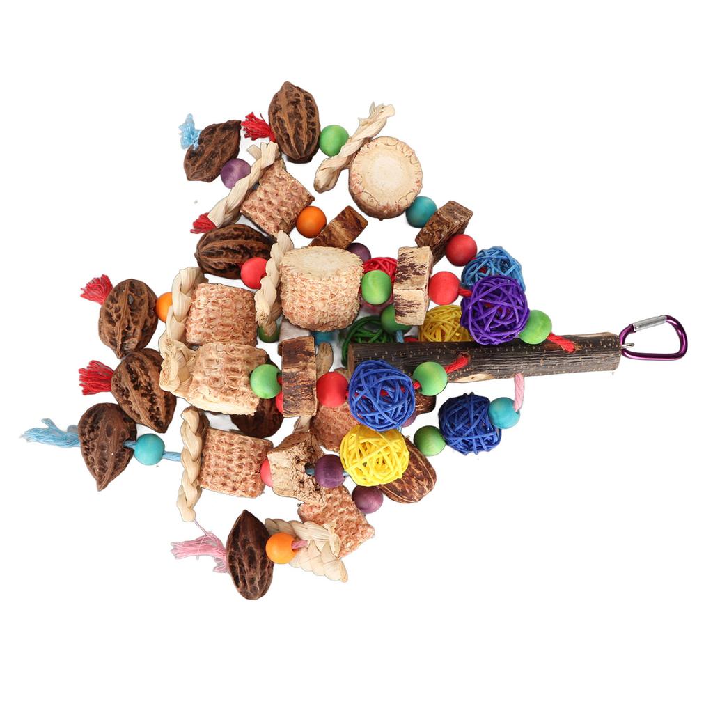 Bird Chew Toy Colorful Beak Grinding Boredom Relief Rattan Ball Corn Cob Nuts Parrot Chewing Toy
