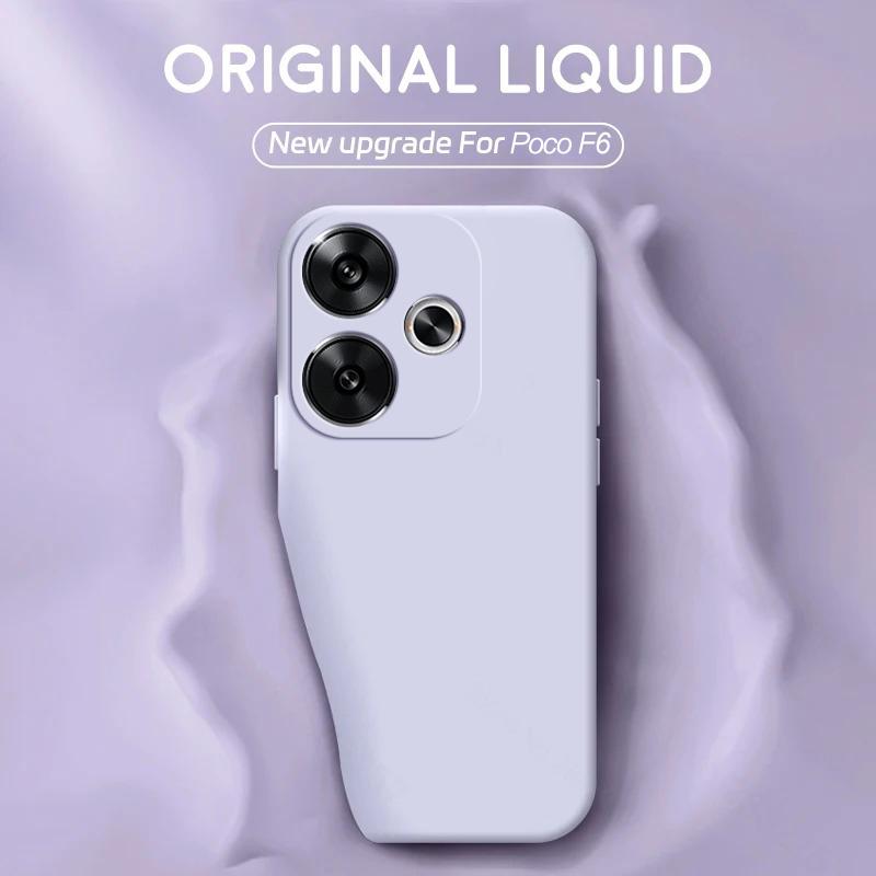 For Poco F6 Case Luxury Liquid Silicone Case For Xiaomi Poco F6 Poco F 6 PocoF6 Pro F6Pro 5G Soft Cases Shockproof Cover