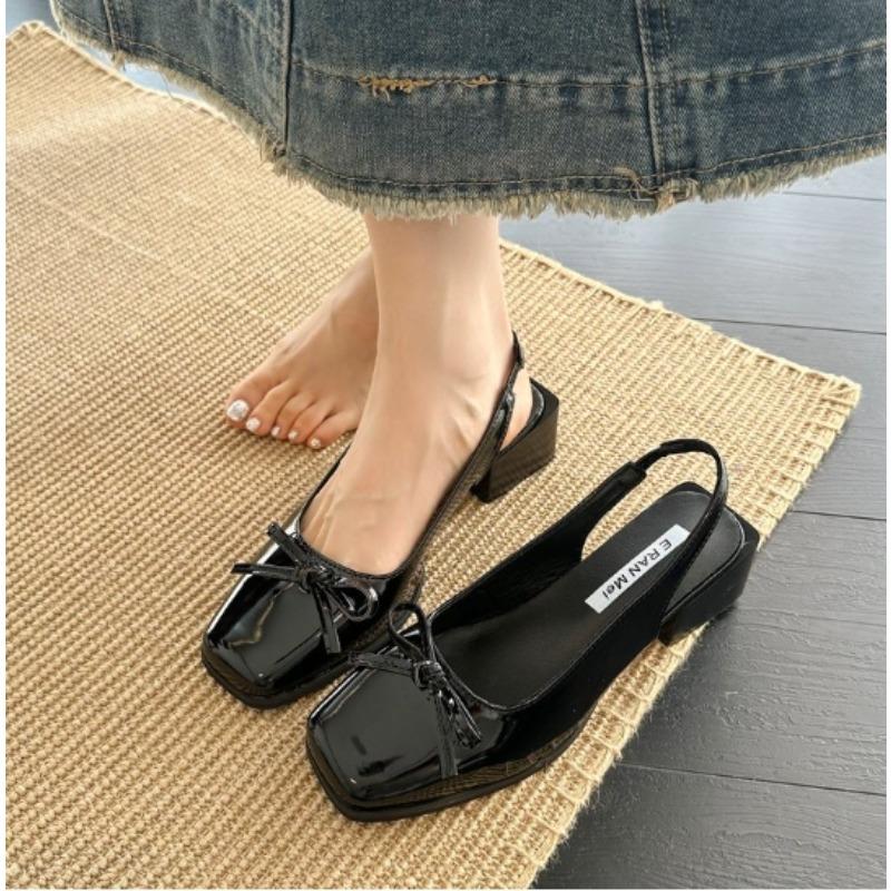 New Style Popular Women's Toe Open-top Buckle High Heels with French Bow Comfortable Fashionable Women's Shoes Zapatos Mujer