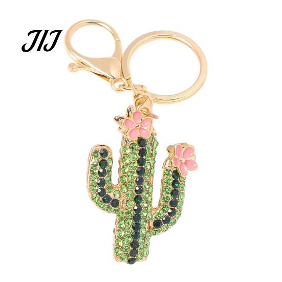 Purse Charm Accessory Bling Rhinestone Cactus Keychain, Pink Flower Keychain Keyring Pendant, Handbags Backpacks