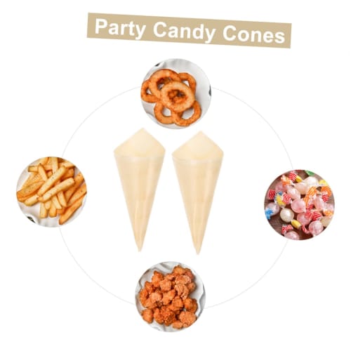 COLLBATH 100 Disposable Wooden Cones for Parties, Stylish Dessert Cups