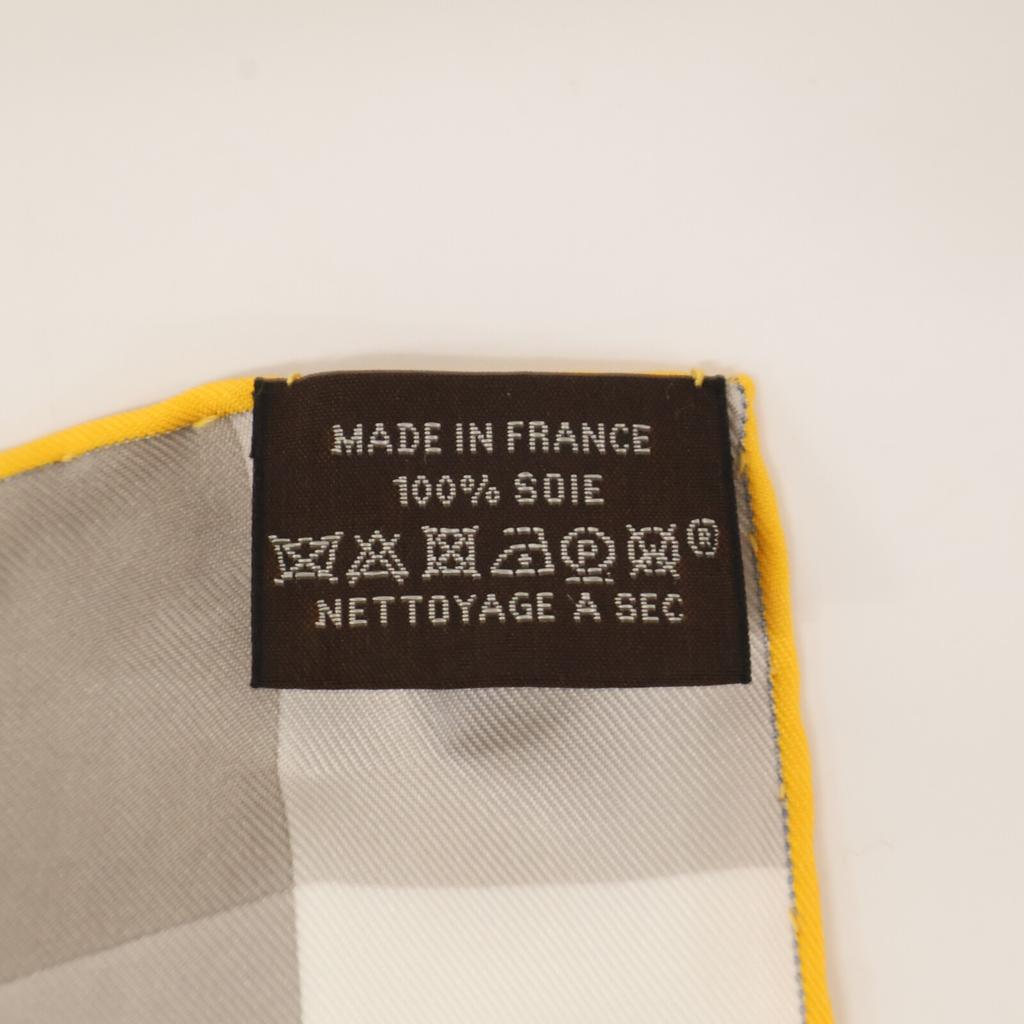 HERMES Mors et Gourmettes Silk Bit and Leash, Carre90 scarf Yellow / GrayUsed