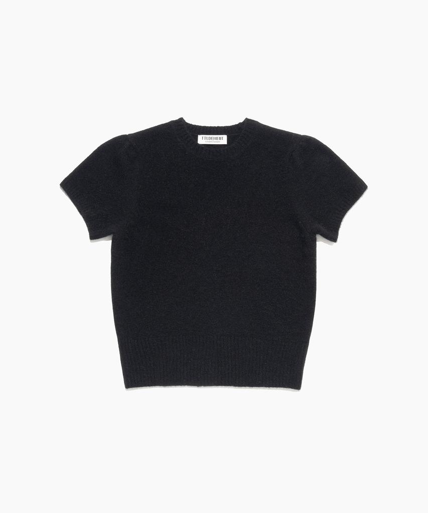 TTUDEMENT Angora Half Sleeve Pullover Black