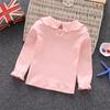 Baby Girl Kids Cotton Peter Pan Collar Long Sleeve Solid Color Top Cute T-shirt for Babys