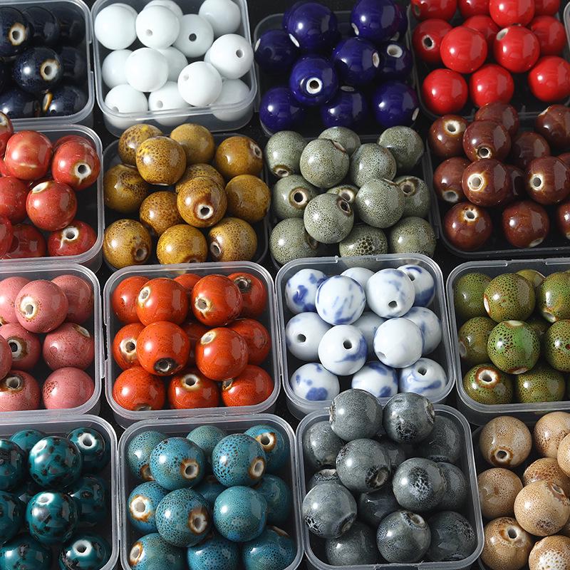 16mm Retro Ceramic Beads for DIY Bracelets & Necklaces