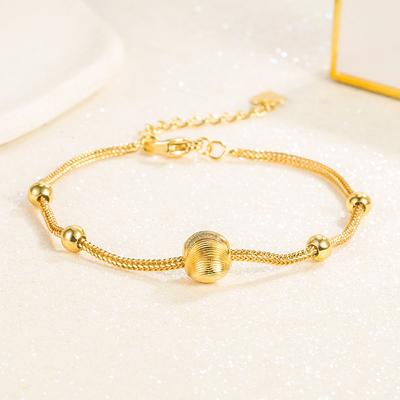 Personalized and Elegant Cat Eye Texture Transfer Imitation Gold Bead Bracelet Shajin Road Tong Cat Eye Bead Texture Cute Bracelet