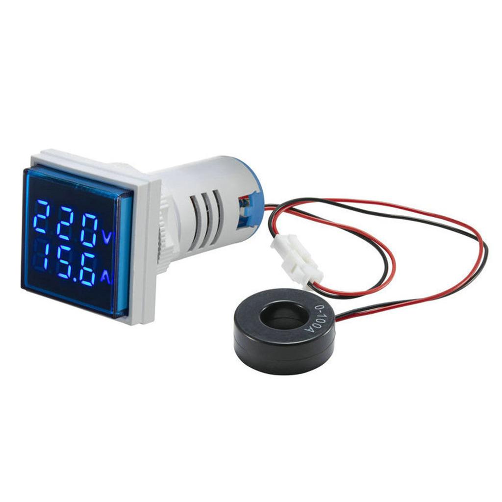 Digital AC Ammeter Voltmeter Frequency Meter Square Tube Screen Voltage With Transformer 22mm Current Tester Gauge