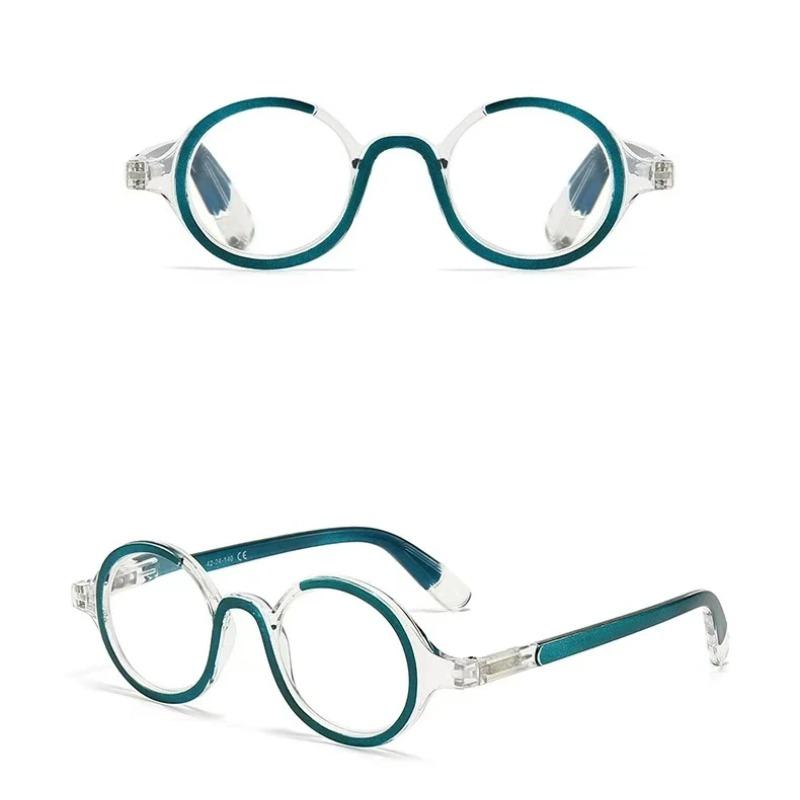 Round Reading Glasses Round Frame Spring Leg Anti-Blue Light Glasses Ultra Light Resin Hyperopia Optical Frame Eyewear