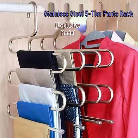 Stainless Steel Multi-layer S-shaped Space-saving Non-slip Pants & Scarf Rack