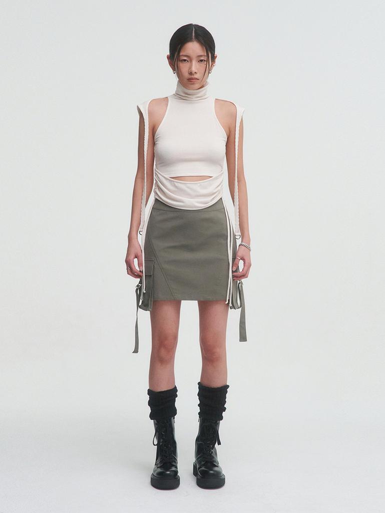 TUOMIO Micro Mini Cargo Skirt [Khaki]