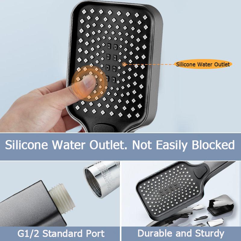 4 Modes Adjustable Rainfall Shower Black Large Flow Shower Head High Pressure Water Saving Eco Shower Mixer Bathroom Accessories