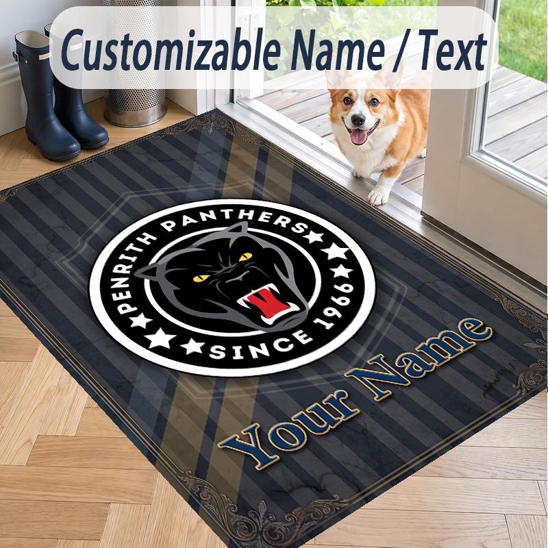 Custom Text Printed Rug Penrith Panthers Non Slip Floor Carpet For Home Room Decor