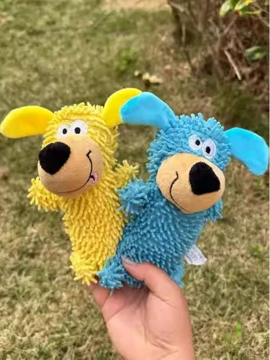 Dog Cartoon Sounding Plush Mop Toy - Bite-Resistant Molar Cleaning Dog Toy