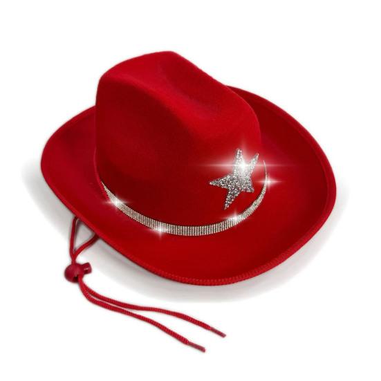 Kids Hat Sparkling Rhinestone Star Pattern Lightweight Comfortable Fit Cowboy Hat Carnivals Dress-Up Halloween Accessories